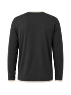 2pcs Men's Long Sleeve Henley Shirt, Versatile T-Shirt for Spring, Summer, and Autumn, Vacation and Streetwear, Half-Button Crew Neck Design, Soft, Comfortable, and Durable Knitted Fabric, Regular Fit, Solid Color, Suitable for Outdoor Leisure - Black+Dark Grey
