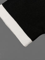 Popular New Spring/Summer Contrast Color Neckline and Cuffs Pullover Short-Sleeve T-Shirt, Ins-Style Simple and Fresh Fabric T-Shirt - Black