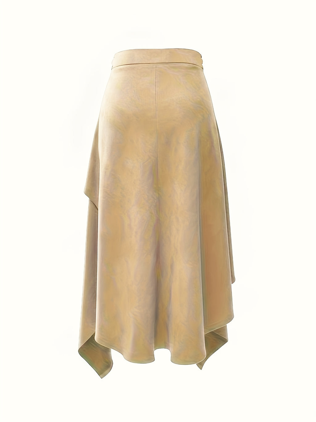 Women's Fashion Classic Solid Color Skirt with Pleated Design - Camel