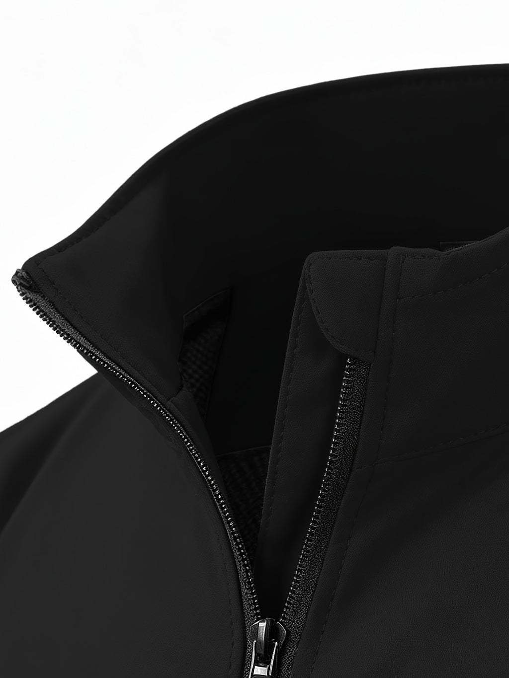 GK Minimalist Uppercase Letter Pattern Full-Zip Stand Collar Windproof Jacket, Unisex Spring/Autumn Lightweight Luxury Business Casual Outerwear - Black