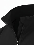 GK Minimalist Uppercase Letter Pattern Full-Zip Stand Collar Windproof Jacket, Unisex Spring/Autumn Lightweight Luxury Business Casual Outerwear - Black