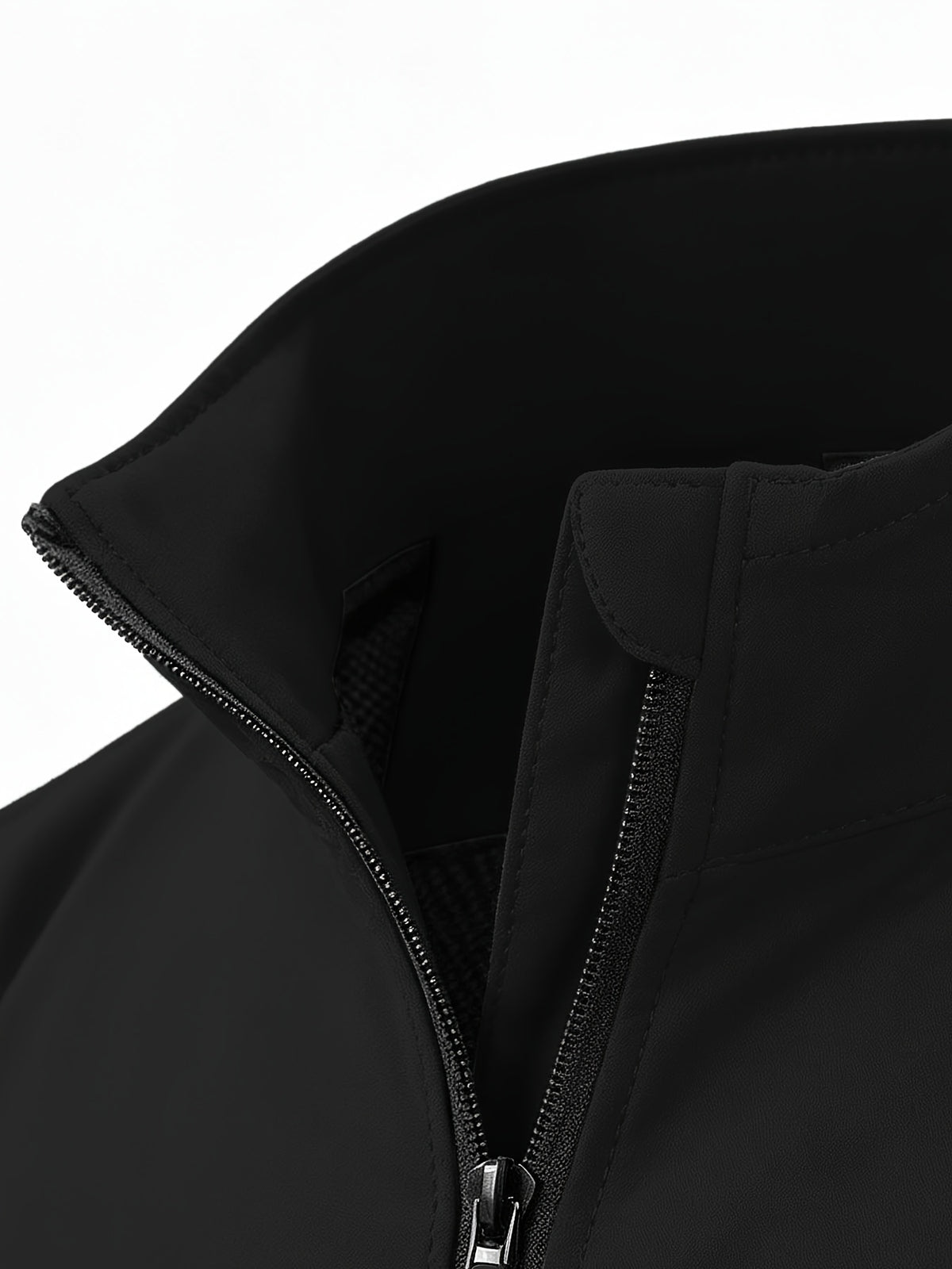 GK Minimalist Uppercase Letter Pattern Full-Zip Stand Collar Windproof Jacket, Unisex Spring/Autumn Lightweight Luxury Business Casual Outerwear - Black
