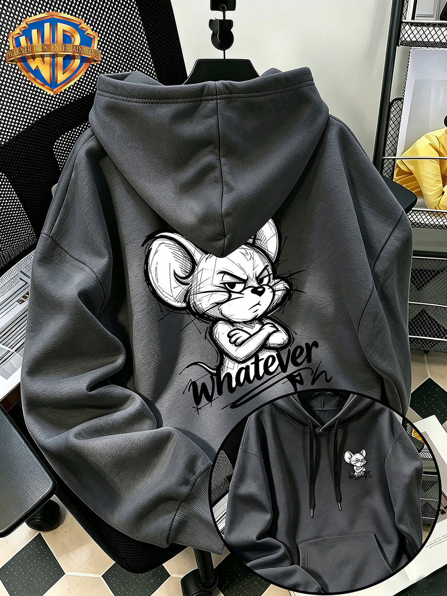 Halloween/Back to School/Date Night/Father'S Day Gift Choice - Sketch Style Cute Little Mouse Print Hoodie - Men'S Essential Hoodie with Pockets And Drawstring Design, Ideal for Warmth, Perfect for Casual Wear Or Outdoor Activities - Unisex - Dark Gray
