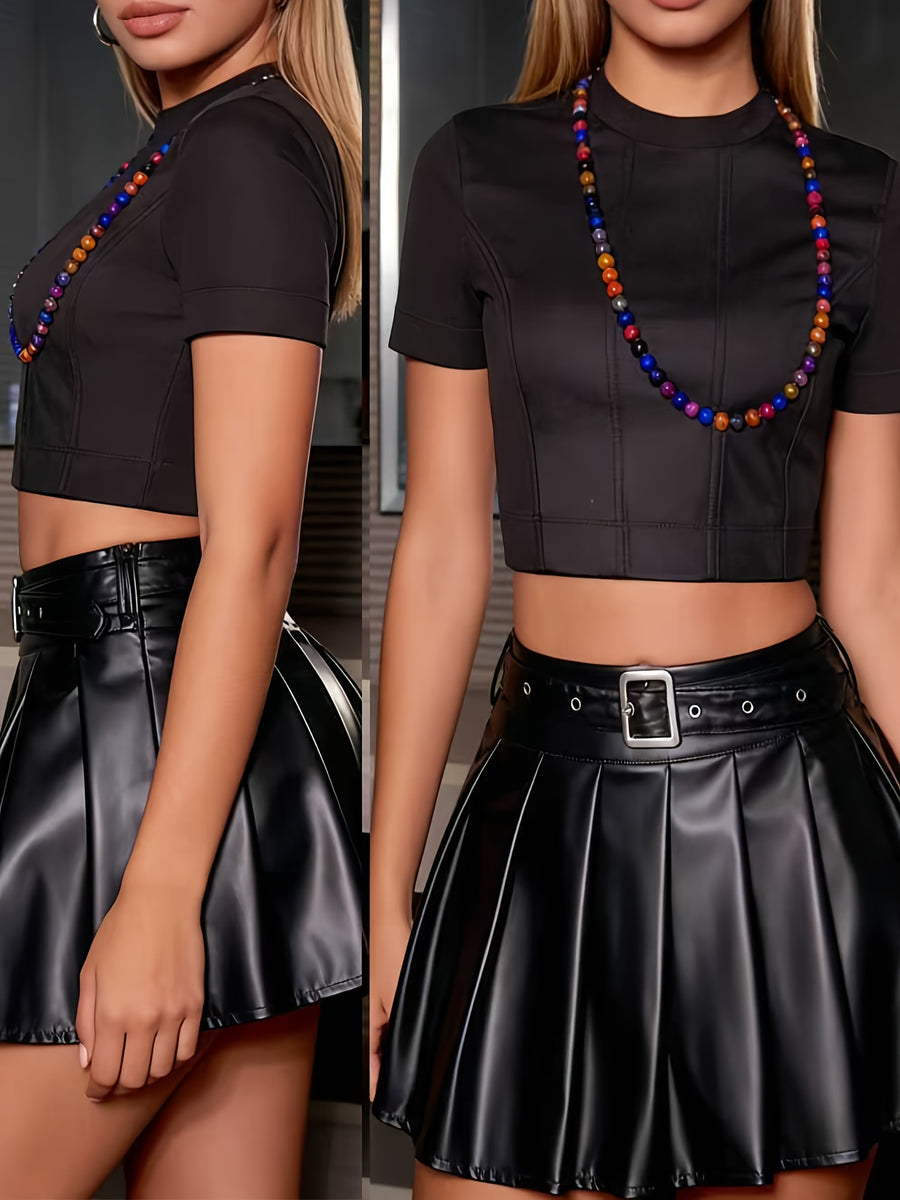 Women's Fashion Sexy Mini Skirt - Black