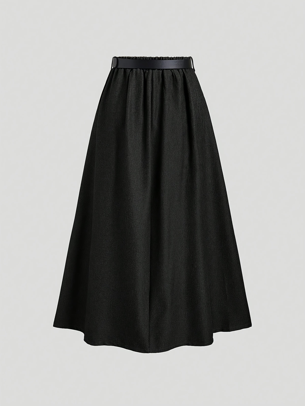 Women's Spring/Summer Elegant Solid Color Elastic Waist Casual A-Line Maxi Dress - Black