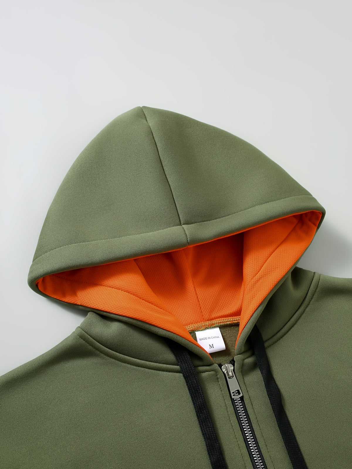 Men's Full Zip Hoodie, Contrast Color Hooded Sweatshirt with Cargo Pockets, Casual, Comfortable, Versatile Fall Winter Jacket - Military Green