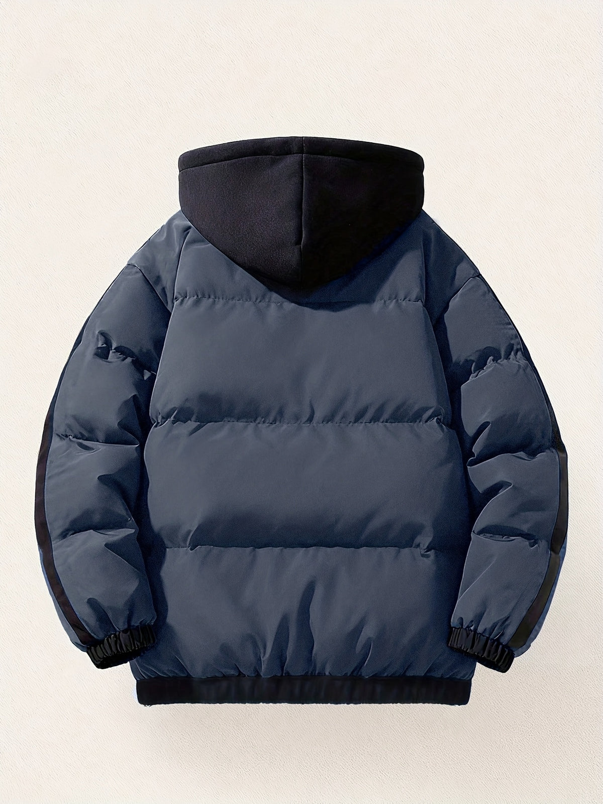 Men'S Autumn Winter New Faux Two-Piece Thickened Hooded Zip-Up Jacket Casual Fashion Outdoor Sports Trendy Coat - Navy Color