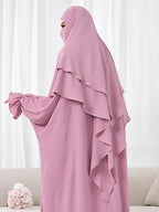 1pc (No Include Clothing) Kimmar Double-Layer Kimmar Shawl Headscarf Fashion Classic Versatile Kimmar, Suitable for Women'S Daily Wear - Pink