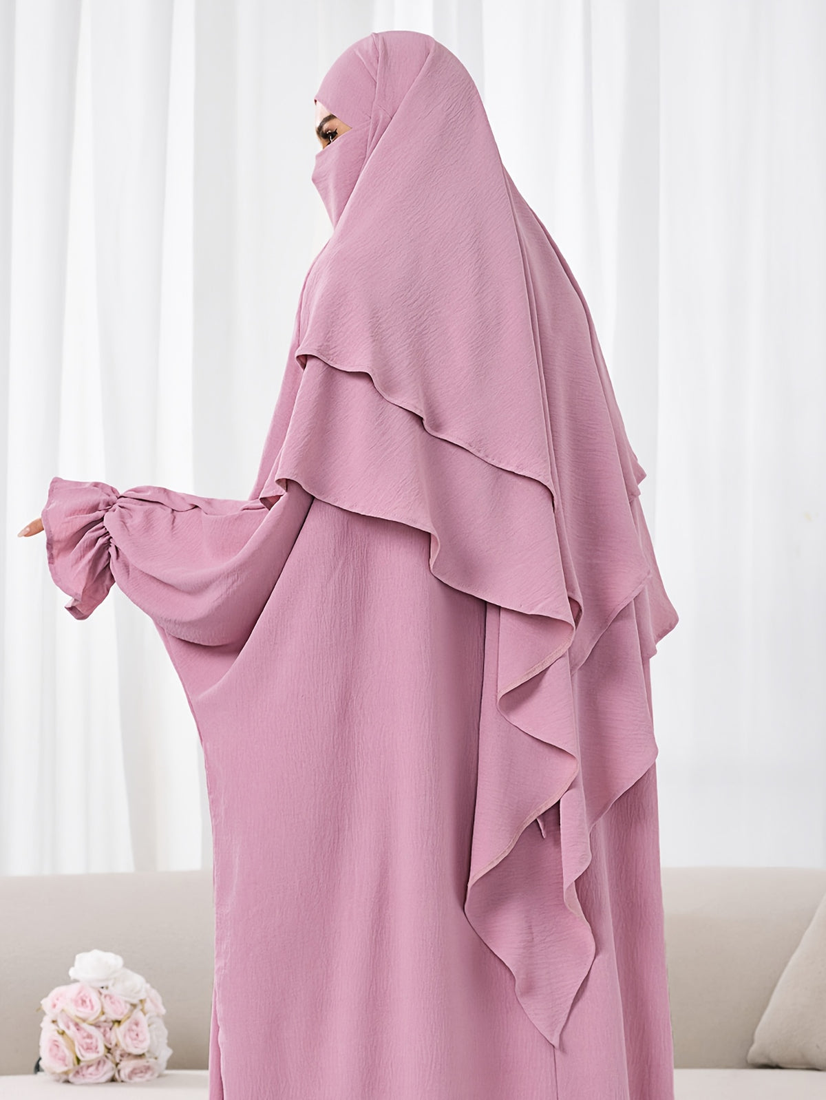 1pc (No Include Clothing) Kimmar Double-Layer Kimmar Shawl Headscarf Fashion Classic Versatile Kimmar, Suitable for Women'S Daily Wear - Pink