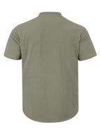 3pcs Set Men's All-cotton Polo Shirt, Men's Solid Color Loose-fit Casual -textured Workwear V-neck Pocket Henley Shirt with Short Sleeves, Suitable for the Beach, Casual Daily Wear, Commuting, Etc. - Green White Khaki Color