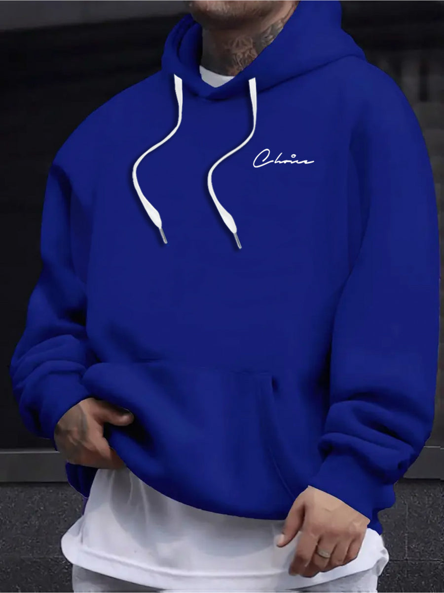 Print, Men'S Casual And Cozy Hoodies, Trendy Long Sleeve Hooded Sweatshirt, Casual Versatile Top for Autumn Winter - Colorful Blue