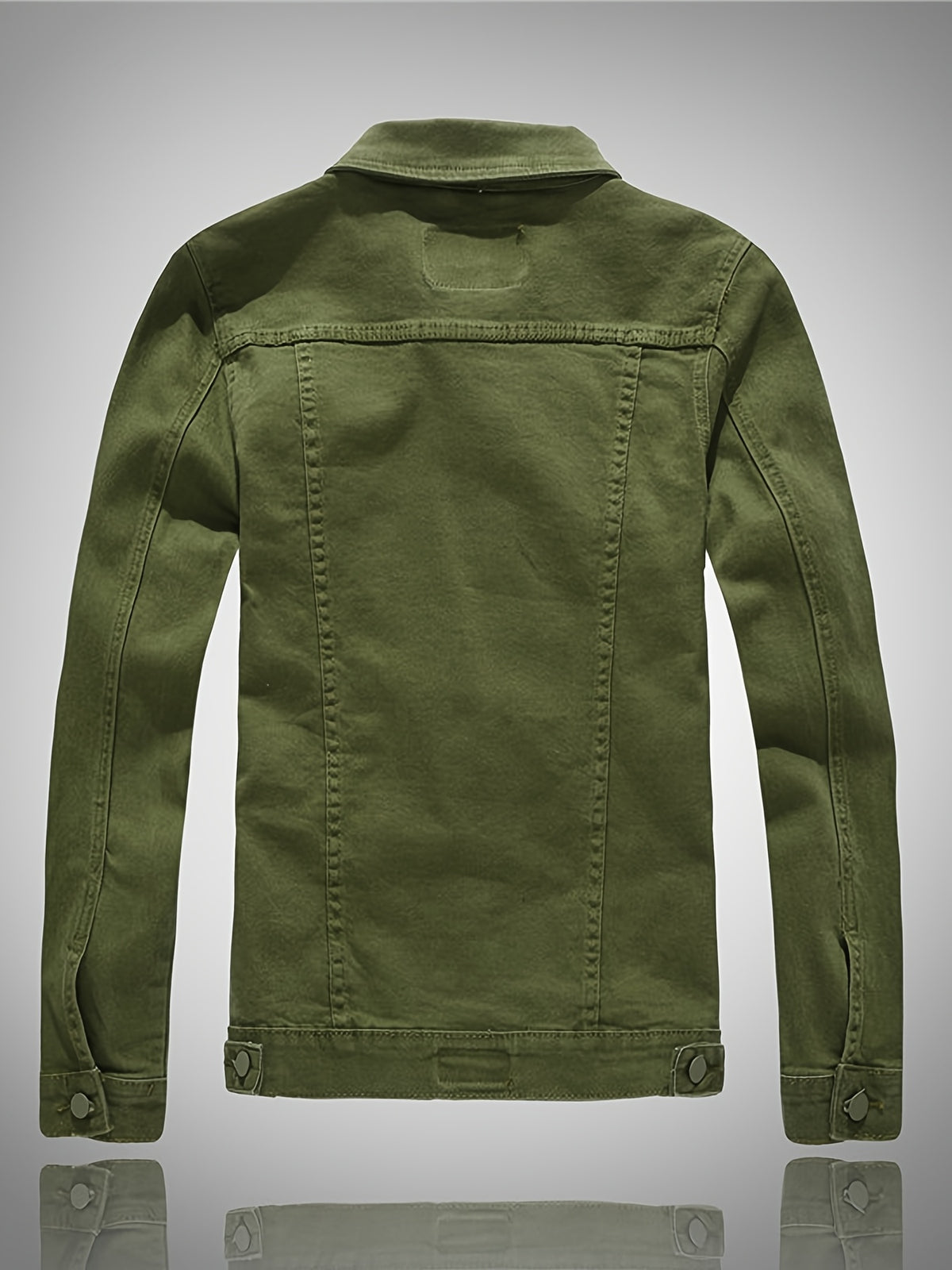 Men'S Denim Jacket, Trendy Men'S Long Sleeve Denim Jacket, Men'S Washed Denim Jacket, Casual Denim Jacket - fern green