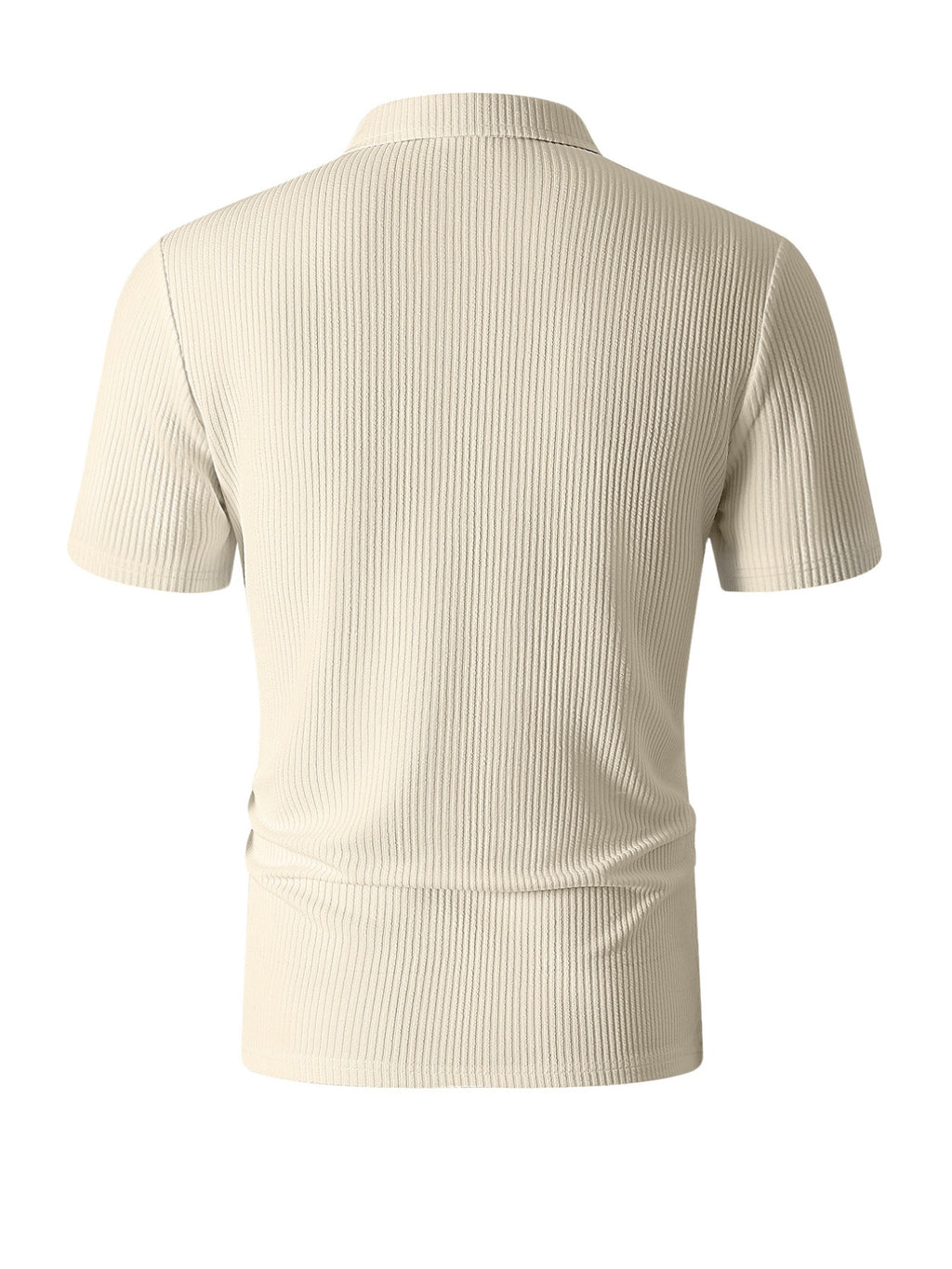 Men's Summer Casual Lapel Outdoor Sports Comfortable Printed Half-Zip Polo Shirt - Apricot