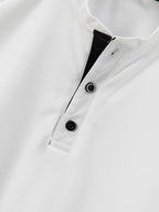 Men'S Short Sleeve Henley Shirt, Summer Button-Up Knit Style, Breathable And Fashionable, High-Quality Casual Outdoor Top, Suitable for Spring And Summer Seasons - White