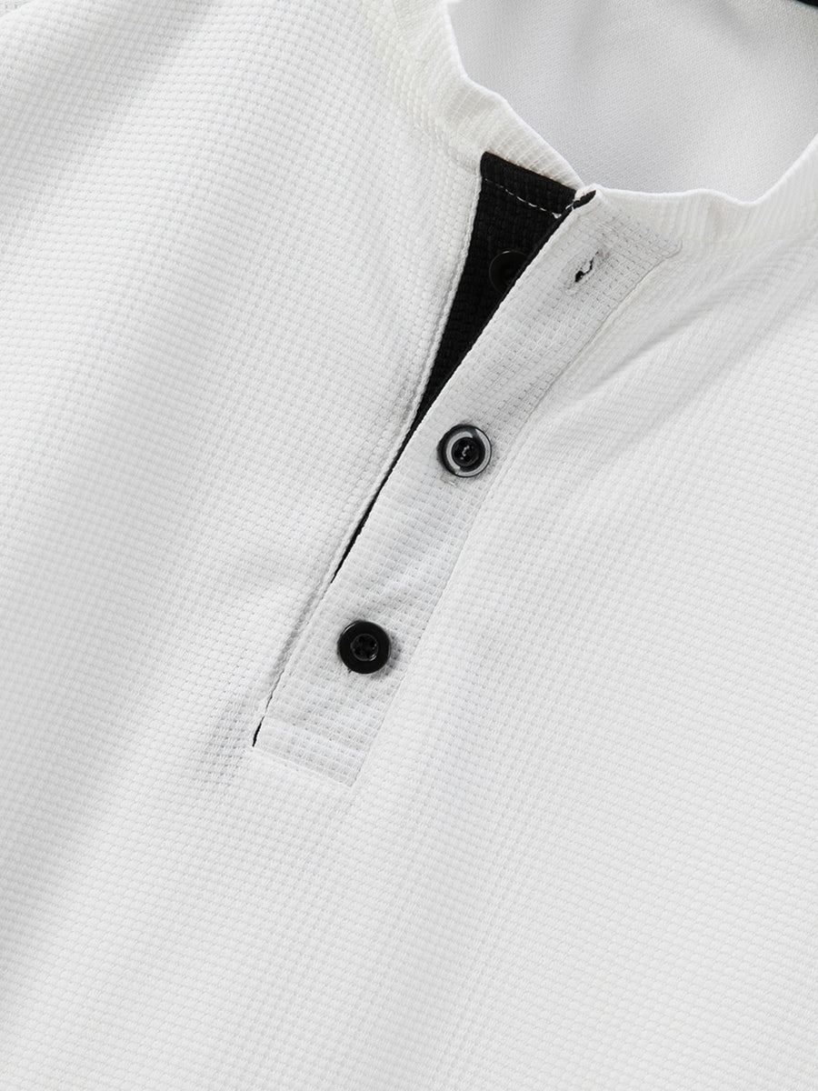 Men'S Short Sleeve Henley Shirt, Summer Button-Up Knit Style, Breathable And Fashionable, High-Quality Casual Outdoor Top, Suitable for Spring And Summer Seasons - White