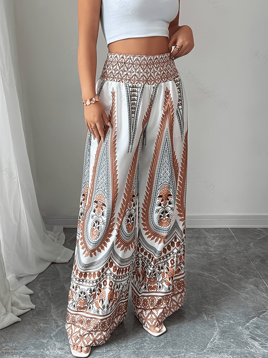 Women's Fashion Wide-Leg Pants - White
