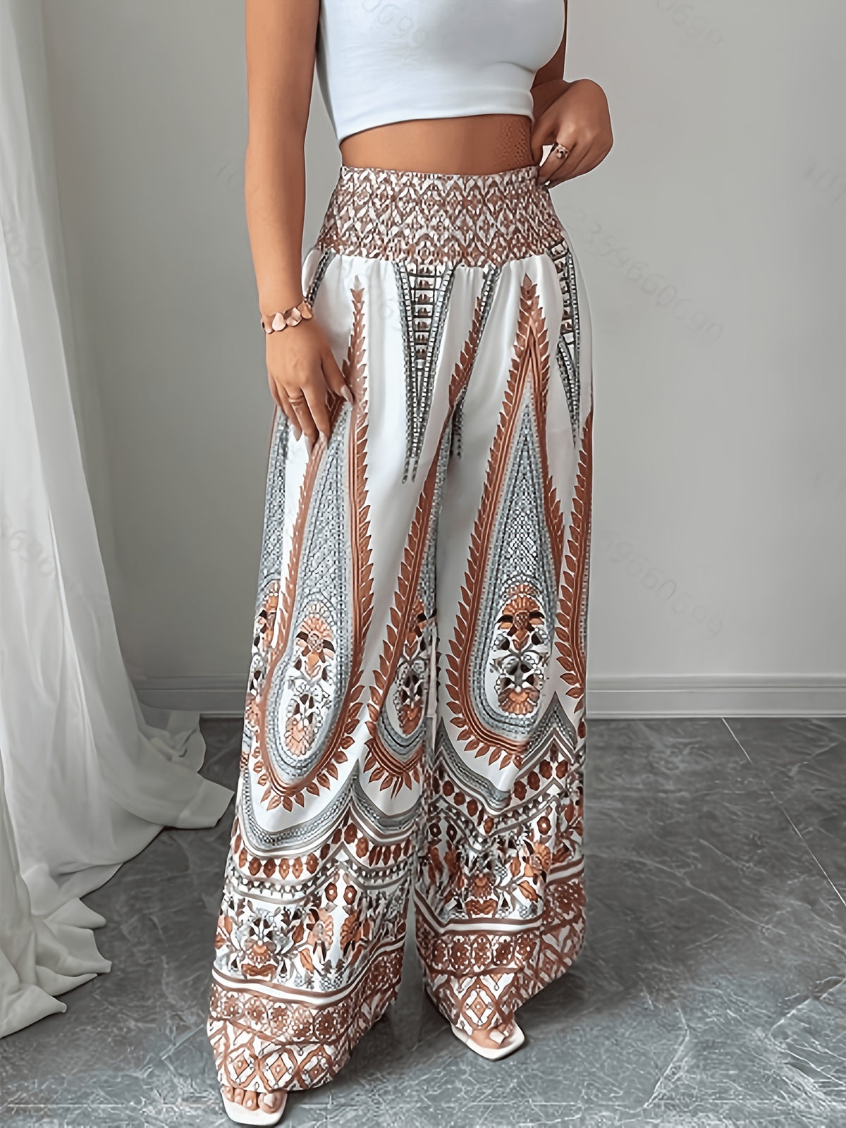 Women's Fashion Wide-Leg Pants - White