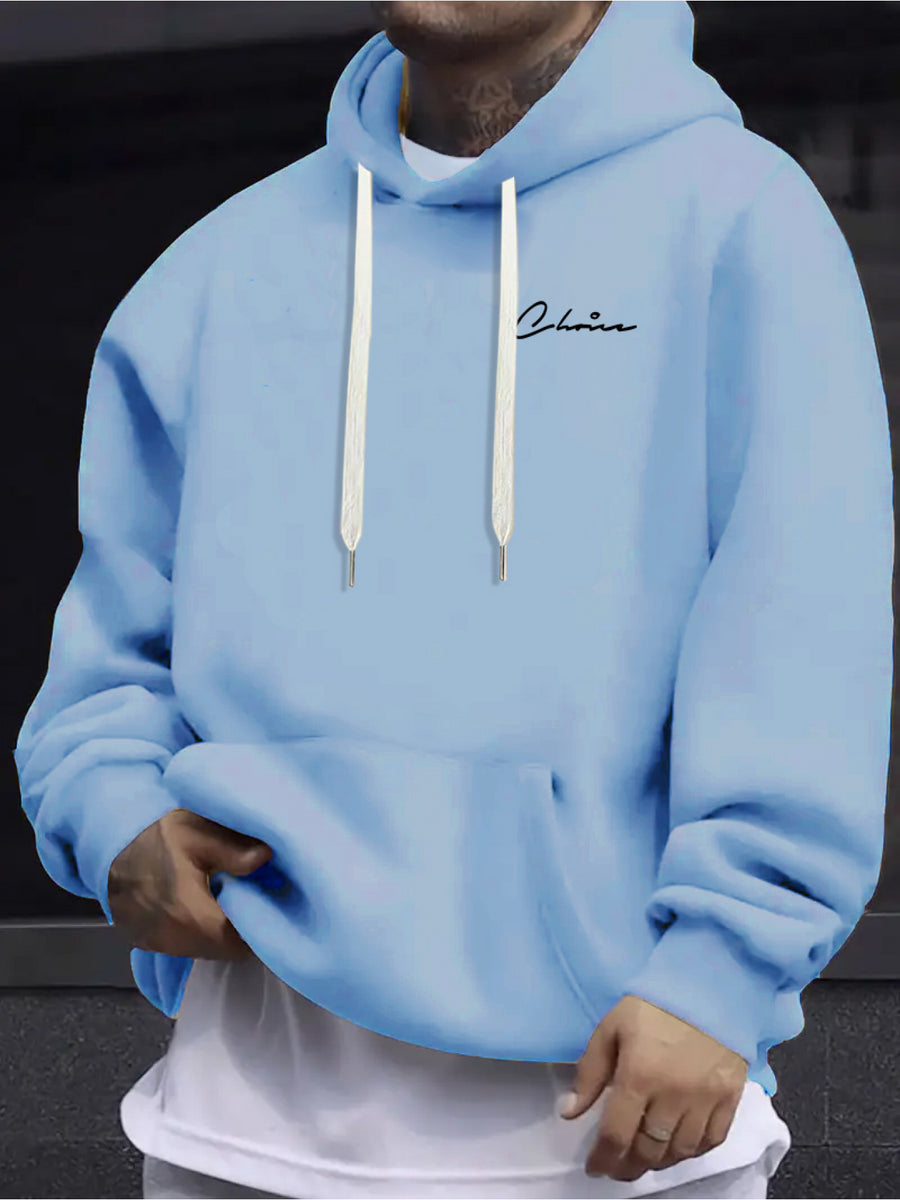 Print, Men'S Casual And Cozy Hoodies, Trendy Long Sleeve Hooded Sweatshirt, Casual Versatile Top for Autumn Winter - Moon Blue