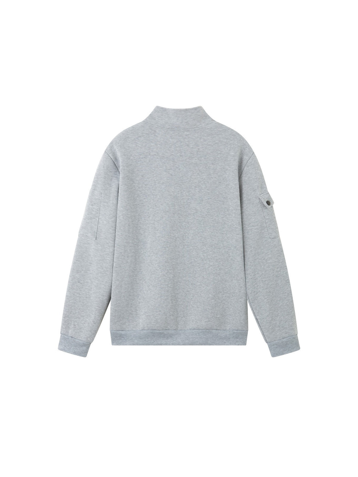 2026 Autumn/Winter New Men's Stand Collar Half-Zip Sweatshirt, Distressed Print, Workwear Style Multi-Pocket Design, Wear-Resistant and Wrinkle-Resistant Fabric, Sleek Cut Without Bulk, Combining Workwear Practicality with Casual Attire Adaptability - Light Grey