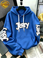 Authorized by Warner Bros., 2026 New Fun Cartoon Print, Men'S Hoodie, Hooded Sweatshirt, Kangaroo Pocket And Drawstring Hat, Suitable for Daily And Outdoor Sports Wear, Autumn And Winter Warm Jacket, Fashionable Jacket - Blue