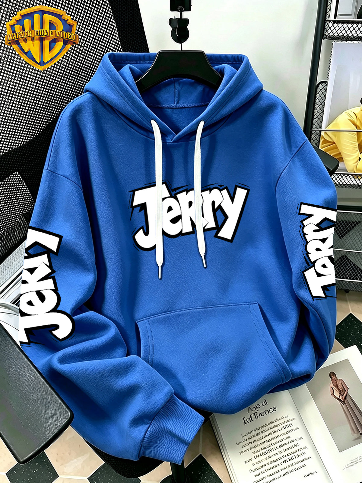 Authorized by Warner Bros., 2026 New Fun Cartoon Print, Men'S Hoodie, Hooded Sweatshirt, Kangaroo Pocket And Drawstring Hat, Suitable for Daily And Outdoor Sports Wear, Autumn And Winter Warm Jacket, Fashionable Jacket - Blue