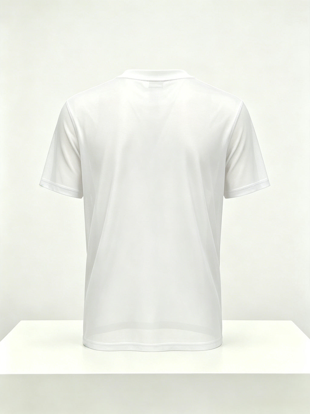 Men's Geometric Triangle Small Logo Mesh Short Sleeve Cooling Quick-Dry Loose Fit Crew Neck Sports T-Shirt - White