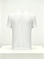 Men's Geometric Triangle Small Logo Mesh Short Sleeve Cooling Quick-Dry Loose Fit Crew Neck Sports T-Shirt - White