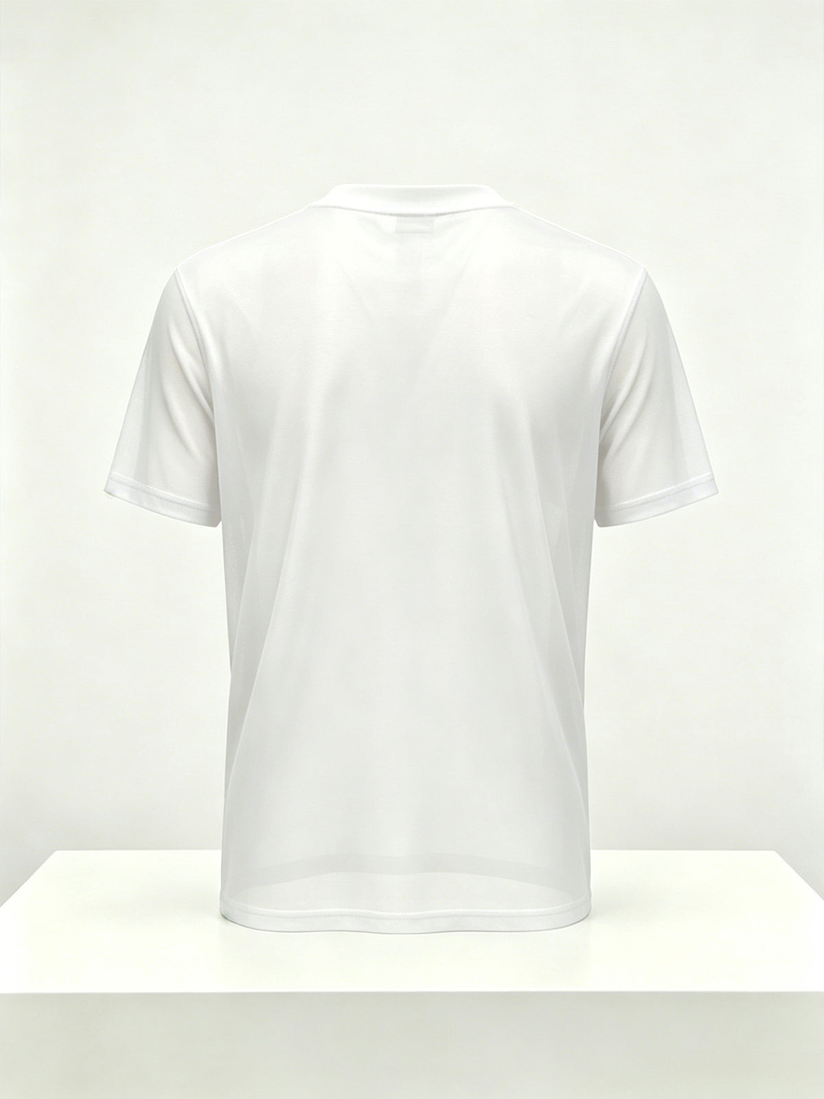 Men's Geometric Triangle Small Logo Mesh Short Sleeve Cooling Quick-Dry Loose Fit Crew Neck Sports T-Shirt - White