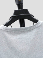 American-Style Trendy Short-Sleeved T-Shirt for Men, Summer Wear, Fashionable, Loose Fit, Trendy, Cool, Korean Style, Casual, Versatile, Round Neck, Printed Pattern, Short-Sleeved Top, Sweat-Absorbent, Breathable Sports Shirt - Light Grey