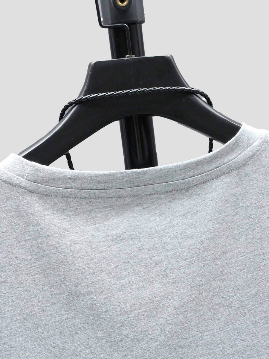American-Style Trendy Short-Sleeved T-Shirt for Men, Summer Wear, Fashionable, Loose Fit, Trendy, Cool, Korean Style, Casual, Versatile, Round Neck, Printed Pattern, Short-Sleeved Top, Sweat-Absorbent, Breathable Sports Shirt - Light Grey