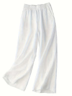 Women'S Casual Straight Leg Wide Leg Thin Trousers - White