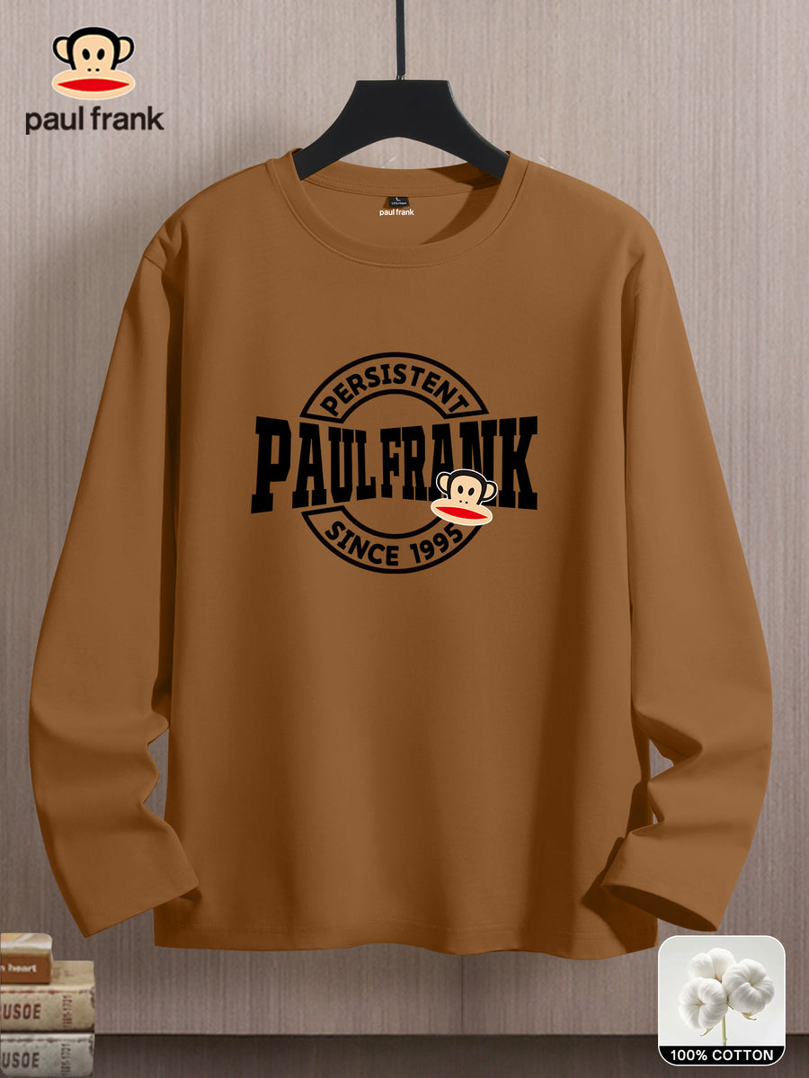 Mùshān Snow Selected Paul Frank Pure Breathable Spring And Autumn Men'S Long Sleeve T-Shirt - Mustard