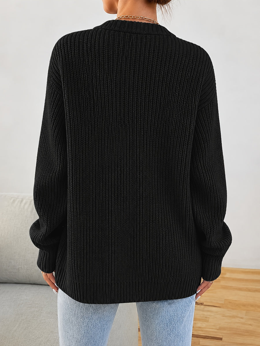 New Arrival, Fashion Women'S Clothing, Spring Autumn Early Winter, Button-Poked Sweater Jacket - Black