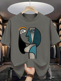 Men'S T-Shirt Abstract Picasso Art Print Casual Sport Daily Wear - Dark Gray