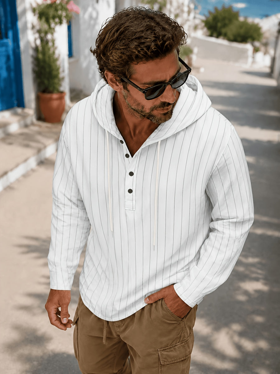 Men'S Vertical Striped Cardigan Trendy Brand Casual Mesh Open Front American Vintage Vertical Striped Hooded Men'S Street Individual Breathable Mesh Contrast Zipper Hoodie European Men'S Light Luxury Vertical Hooded Jacket Trendy Slim Athletic - 1pc White