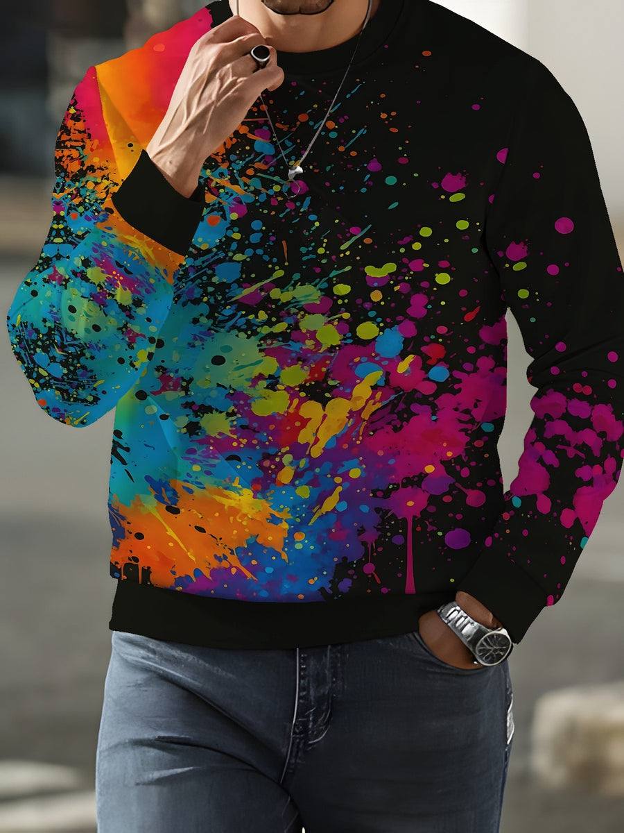 Men's Crew Neck Sweatshirt, Spring/Autumn Casual Versatile Long Sleeve Top, Fashion Streetwear Brand - Mixed colors