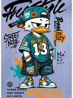 Printed Design, Non-textured, European and American Casual Style Men's Leisure T-shirt with Duck Image, Layered with Street Font Graphics, for Daily Commuting and Casual Wear - Mix color 5
