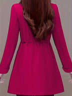 Spring And Autumn Fashion Long Slim Long-Sleeved Shirt Coat - Rose Red