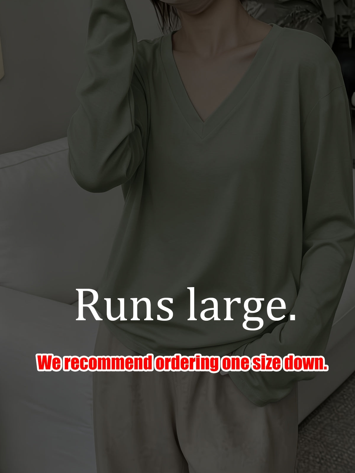 Loose Fit Drop Shoulder Sleeves Relaxed Style Women's Long Sleeve T-Shirt Polyester Women's Autumn Top Thin V-Neck Pullover Solid Color Basic Style Women's Casual Base Layer Spring/Autumn Women's Clothing Machine Washable, Not Dry Cleanable Autumn - Light Green
