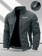 Trendy Vintage Men's Spring/Autumn New Casual Versatile Jacket Outdoor Sports Windproof Coat with Contrasting Color Stand Collar, Transitional Layering Essentials - Dark Gray