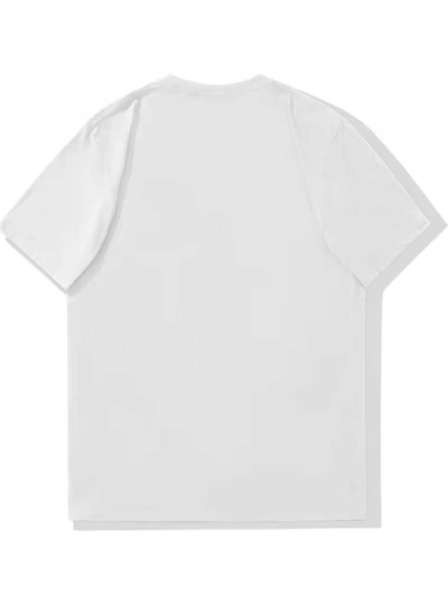 3D Men'S Minimalist Black Red Contrast T-Shirt - "BLA" Letter Print, Casual Wear, Street Style, Men'S Round Neck Tee, Loose Fit - White