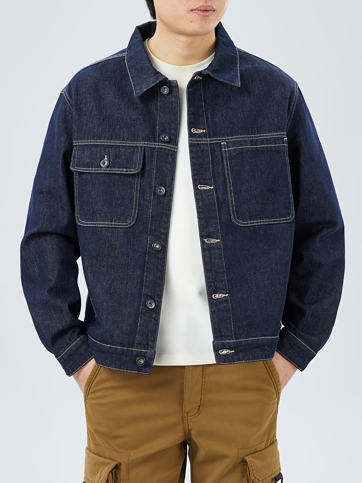 Men'S Classic Denim Jacket - Navy Color