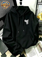 Halloween/Back to School/Date Night/Father'S Day Gift Choice - Sketch Style Cute Little Mouse Print Hoodie - Men'S Essential Hoodie with Pockets And Drawstring Design, Ideal for Warmth, Perfect for Casual Wear Or Outdoor Activities - Unisex - Black