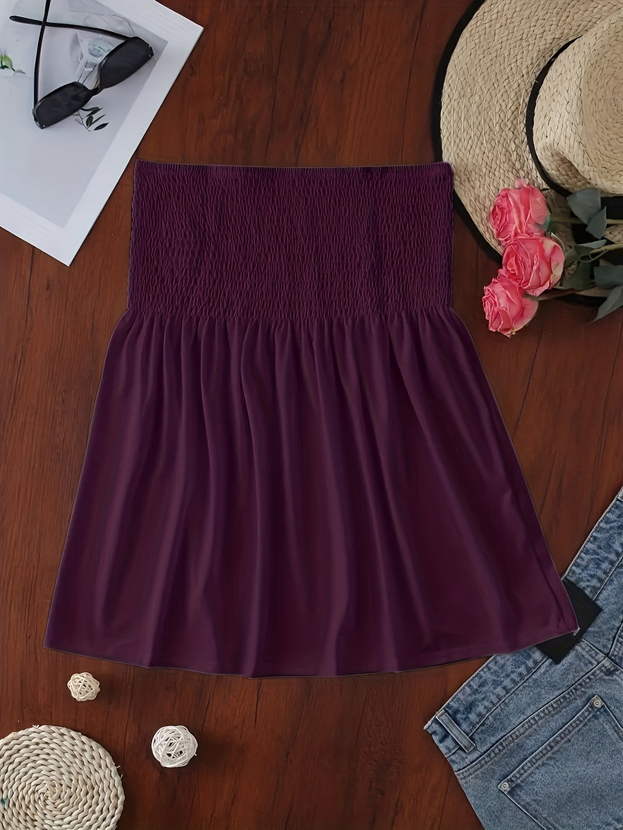Women's Sexy Fashion Satin Off-Shoulder Crop Tube Top - Deep Purple