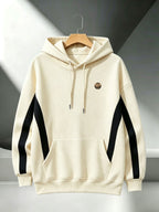 4pcs 2026 Autumn/Winter Men's Streetwear Casual Pullover Hoodie with Contrast Color Lines, Diagonal Cut, Long Sleeves, Skin-Friendly, Warm, Drawstring, Large Pocket Sweatshirt - Apricot + Navy Blue + Gray + Black