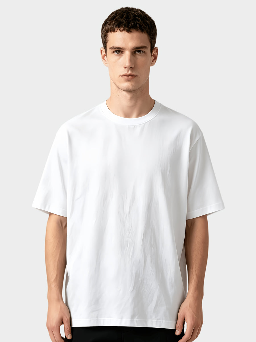 4pcs Men's 100% Pure Cotton Short-Sleeve T-Shirts, Solid Color Crew Neck Tops, Breathable Soft Plain Basic Style, Loose Fit Summer Casual Short Sleeves, Suitable for Daily Wear, Fitness, and Outdoor Outings - 2 pieces of white + 2 pieces of black