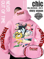 Men'S Hooded Sweatshirt Adventure Cartoon Theme Energetic Playful Gathering Group Anime Ripped Graffiti Print Pullover Top Autumn Winter Soft Comfortable Long Sleeve Hoodie Machine Washable Non-Pilling Durable Fabric American Trendy Street Style Men - Pink Color