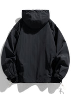 Men's Loose Fashion Sport American Pullover Hooded Drawstring Jacket - Black