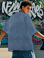 Men's American Tie-Dye Short Sleeve Street Style Shark Print Tie-Dye T-Shirt - Sea Blue
