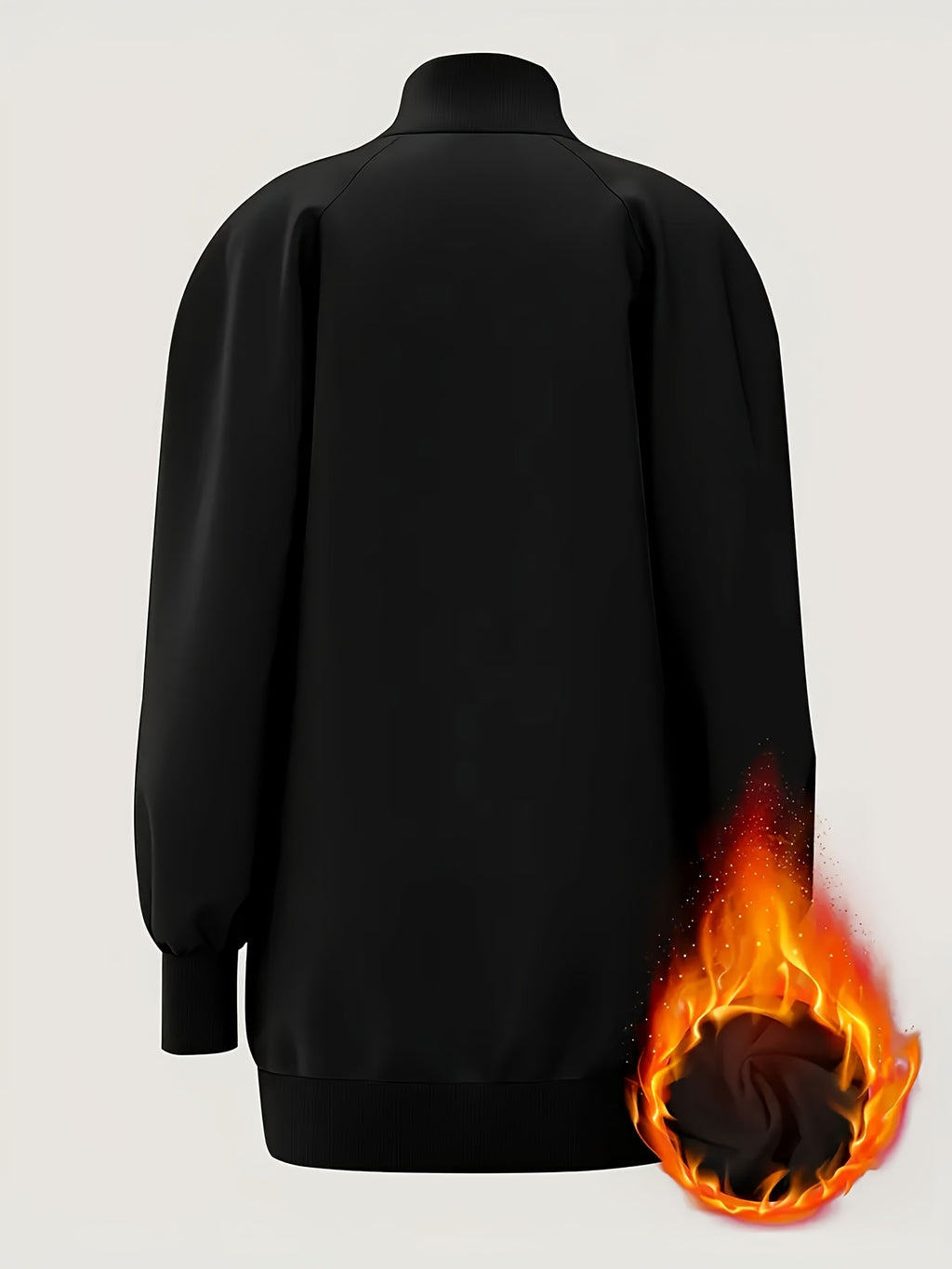Elegant Loose High-Neck Long-Sleeve Sweatshirt with Letter Print for Women in Autumn And Winter - Black